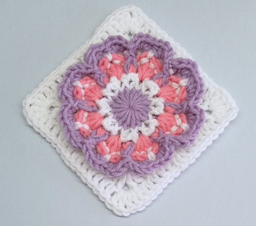 You are currently viewing Crochet granny square with 3D flower pattern / Crochet Motif #76