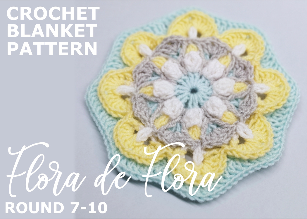 You are currently viewing Crochet Throw Blanket Flora de Flora / Round 7-10