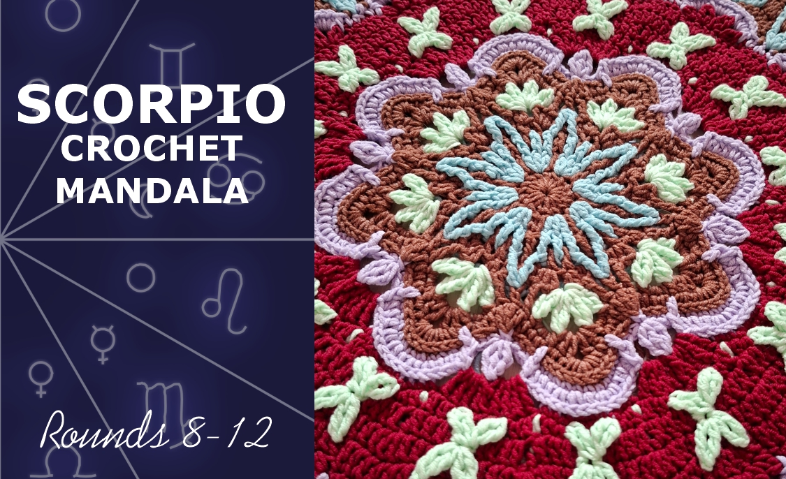 You are currently viewing Scorpio Crochet Mandala. Rounds 8-12