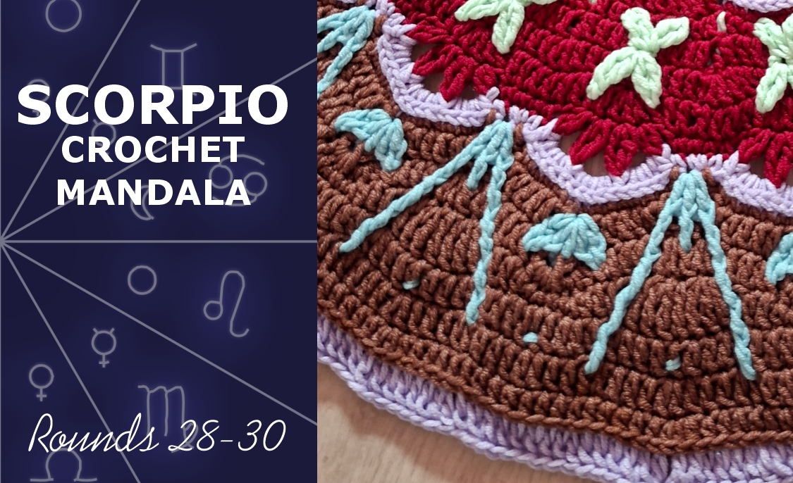 You are currently viewing Scorpio Crochet Mandala. Rounds 28-30