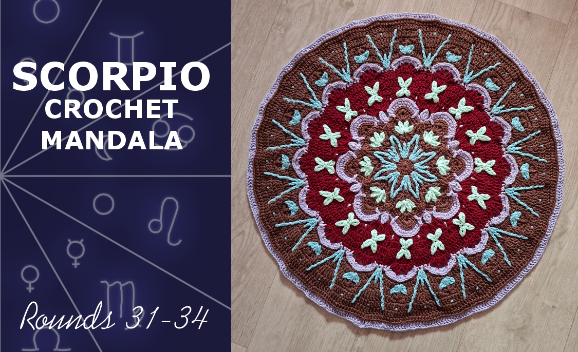 You are currently viewing Scorpio Crochet Mandala. Rounds 31-34